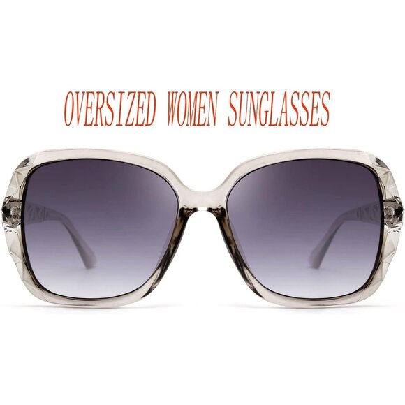 Women's Gray Crystal Square Sunglasses Sparkling Composite Shiny Frame Design - Picture 9 of 9